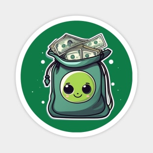 Cute alien on bag full of money Magnet